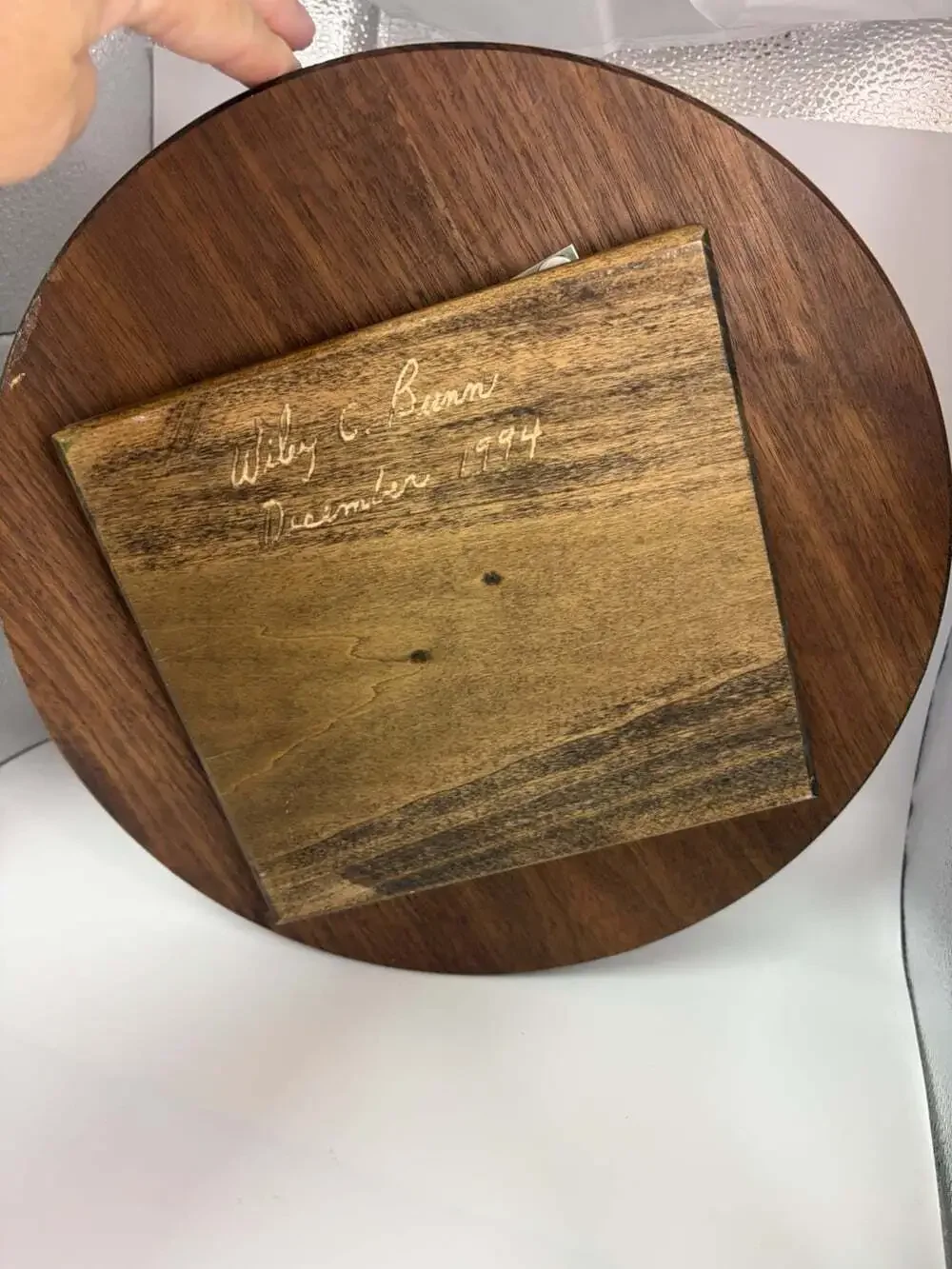 Vintage Wood Lazy Susan With Spindled Sides 12” X 4”